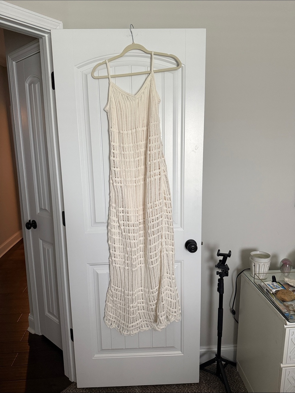 Abercrombie & Fitch Cream Crochet Maxi Dress